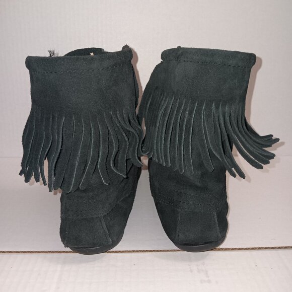 MINNETONKA SUEDE FRINGE MOCCASIN ANKLE BOOTIES - Picture 6 of 10
